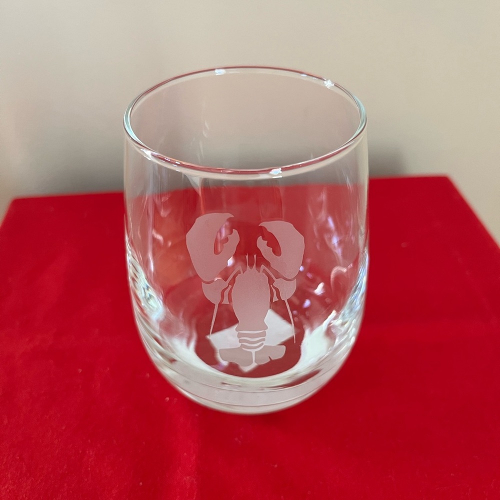4 Lobster Etched Stemless Wine Glass